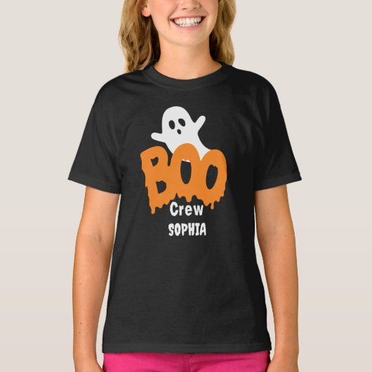 Personalisierte Boo-Crew Kids Halloween T-Shirt (Vorderseite)