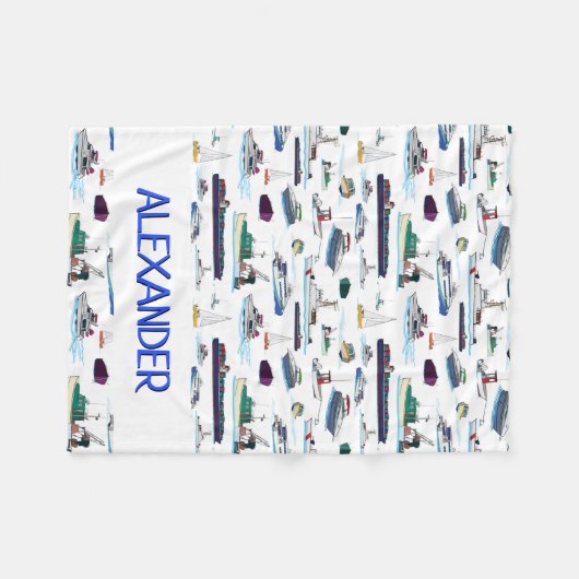 Personalisierte Boote und Schiffe nach Muster Fleecedecke (Vorderseite (Horizontal))