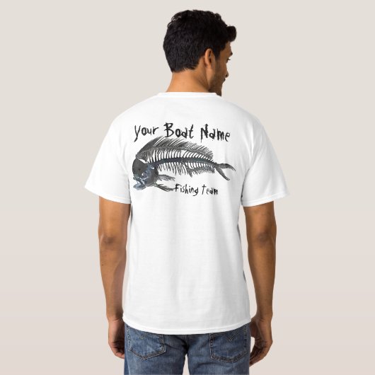 Personalisierte Boots-Name Mahi Fishbones T-Shirt (Schwarz voll)