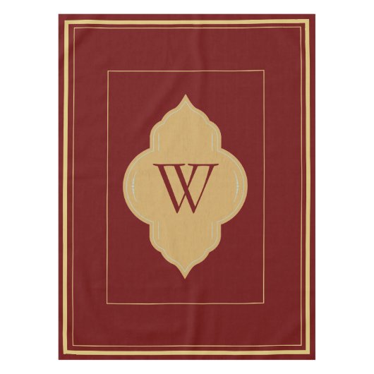 Personalisierte Bordeaux- und Goldinitialen Tischdecke (Vorderseite)