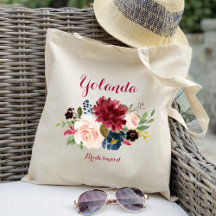 personalisierte bordeauxrote Brautjungfer Hochzeit