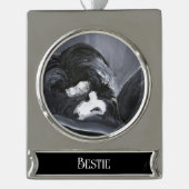Personalisierte Border Collie Banner-Ornament Silber (Vorderseite)