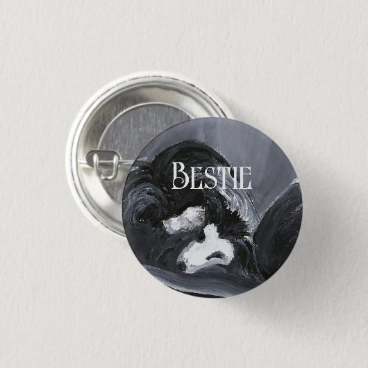 Personalisierte Border Collie Button (Vorne & Hinten)
