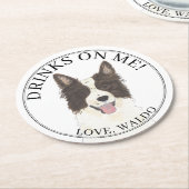 Personalisierte Border Collie Dog Wedding Runder Pappuntersetzer (Angewinkelt)