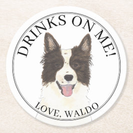 Personalisierte Border Collie Dog Wedding Runder Pappuntersetzer