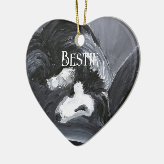 Personalisierte Border Collie Keramik Ornament (Links)