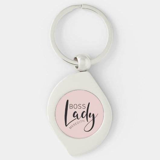 Personalisierte Boss-Lady-Logo in Rosa Schlüsselanhänger (Vorderseite)