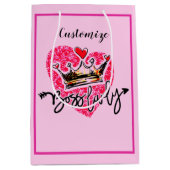 Personalisierte Boss Lady Pink Mittlere Geschenktüte (Vorderseite)