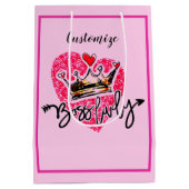 Personalisierte Boss Lady Pink Mittlere Geschenktüte (Rückseite)