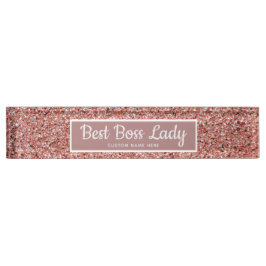 Personalisierte Boss Lady Rose Gold Glitzer Chic Namensplakette