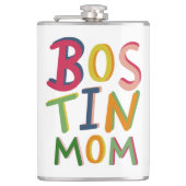 Personalisierte Bostin Mama Schwarzes Land Hippie Flachmann (Vorderseite)