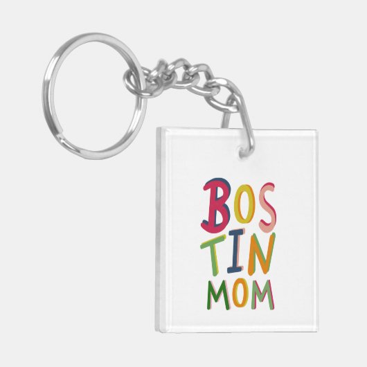 Personalisierte Bostin Mama Schwarzes Land Schlüss Schlüsselanhänger (Vorderseite links)