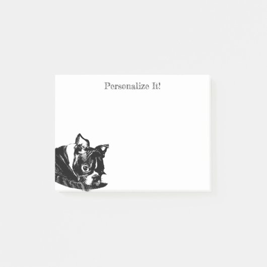 Personalisierte Boston Terrier Welppy Post-It-Note Post-it Klebezettel (Vorderseite)