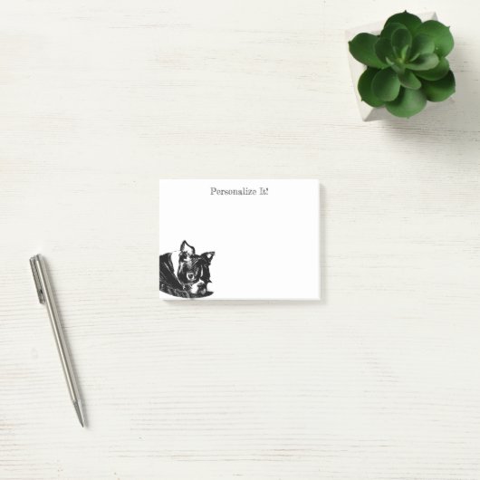 Personalisierte Boston Terrier Welppy Post-It-Note Post-it Klebezettel (Büro)
