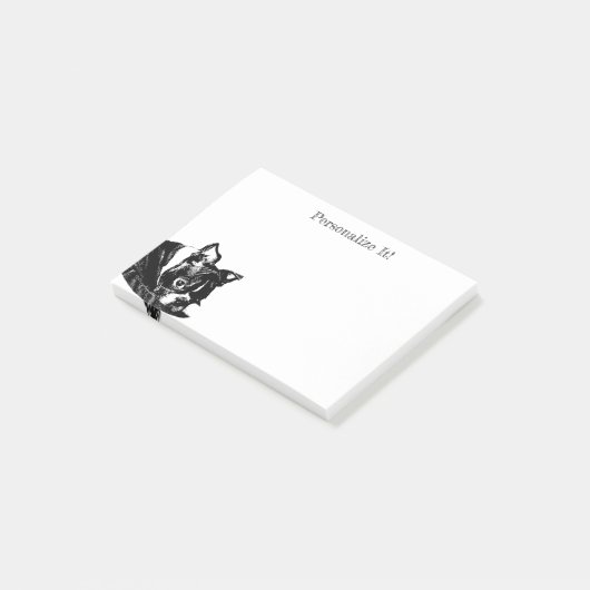 Personalisierte Boston Terrier Welppy Post-It-Note Post-it Klebezettel (angewinkelt)