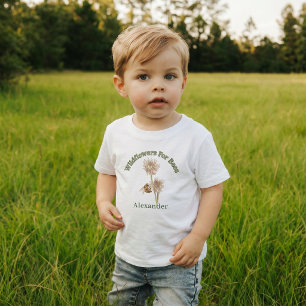 Personalisierte botanische Biene Erdige Wildblumen Kleinkind T-shirt