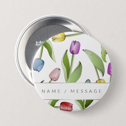 Personalisierte botanische Blume Button (Vorne & Hinten)
