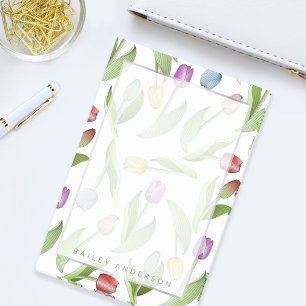 Personalisierte botanische Blume Farbige Tulpe Post-it Klebezettel