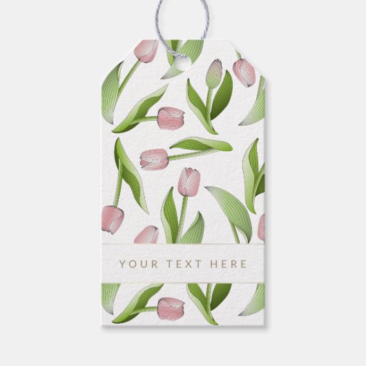 Personalisierte botanische Blume Moderne rosa Tuli Geschenkanhänger (Vorderseite)