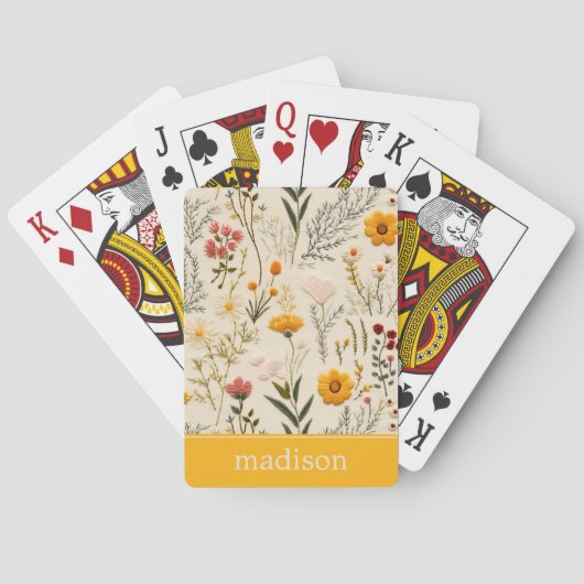 Personalisierte botanische Blumen Spielkarten (Rückseite)