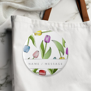 Personalisierte botanische bunte Tulpenblume Button