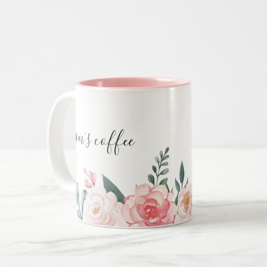 Personalisierte botanische florale Tasse für Mutte (Vorderseite Links)