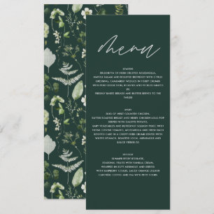 Personalisierte Botanische Hochzeit Elegantes Grün Menükarte