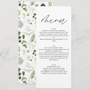 Personalisierte Botanische Hochzeit Elegantes Grün Menükarte