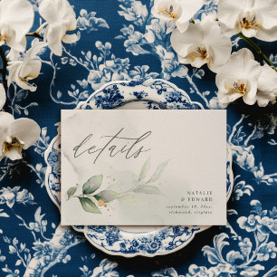 Personalisierte Botanische Hochzeit Marineblau RSV Mitteilungskarte