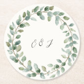 Personalisierte Botanische Hochzeit Runder Pappuntersetzer (Vorderseite)