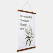 Personalisierte botanische Kunst der Weißen Lilie Wandteppich Mit Holzrahmen (Gewinkelt)