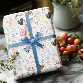 Personalisierte botanische Romantik, Namen und Fot Geschenkpapier