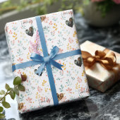 Personalisierte botanische Romantik, Namen und Fot Geschenkpapier