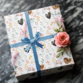 Personalisierte botanische Romantik, Namen und Fot Geschenkpapier