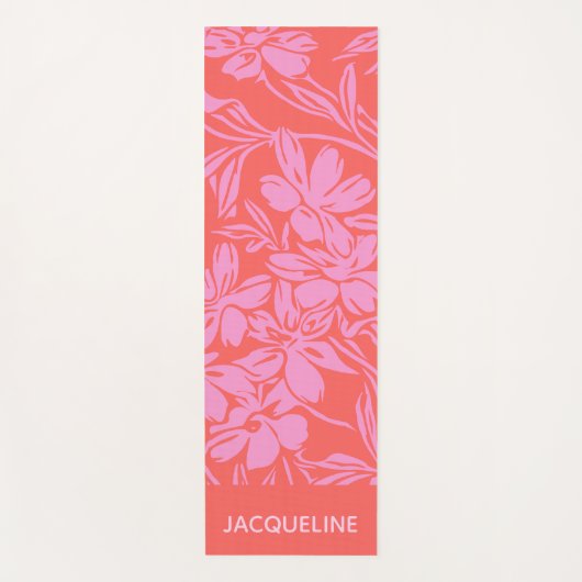 Personalisierte botanische Rosa Rote Wellness-Fitn Yogamatte (Vorderseite)