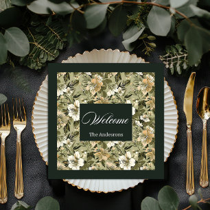 Personalisierte botanische Servietten Lux Gold Akz