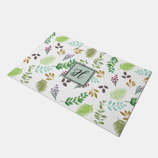 Personalisierte botanische Türmatte (Schrägansicht)
