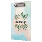 Personalisierte botanische Wasserfarbe mit Name Klemmbrett (Links)