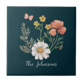 Personalisierte botanische Wildblume Blume Boho Fliese (Vorderseite)