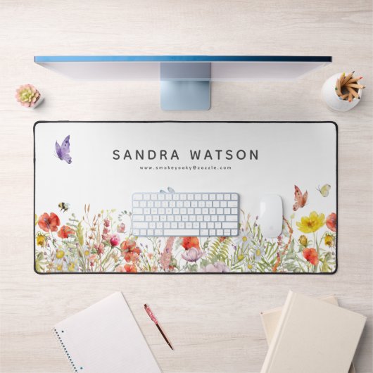 Personalisierte botanische Wildblume Schreibtischunterlage (Büro 1)