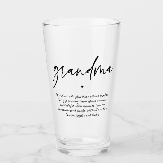 Personalisierte Botschaft an Oma Elegante Typograf Glas (Vorderseite)