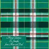 Personalisierte Botschaft auf Weihnachtsgrün karie Geschenkpapier