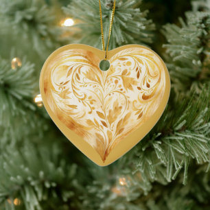 Personalisierte Botschaft Farbiges "Gold" Blumenhe Keramik Ornament