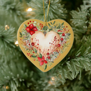 Personalisierte Botschaft Farbiges "Gold" Blumenhe Keramik Ornament