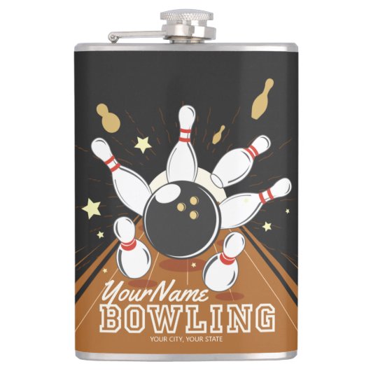 Personalisierte Bowler Strike Bowlingbahnen Ball P Flachmann (Vorderseite)