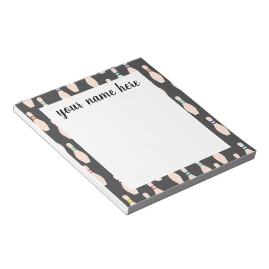Personalisierte Bowling-Buttone Notepad Notizblock (angewinkelt)