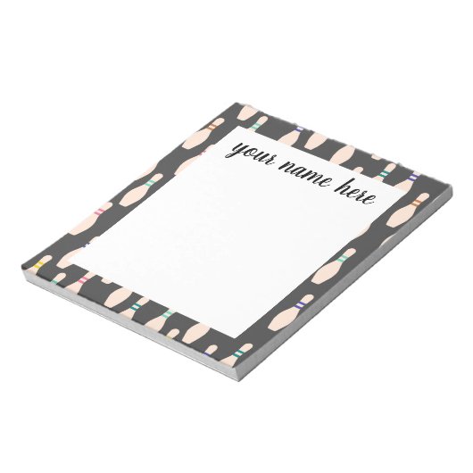 Personalisierte Bowling-Buttone Notepad Notizblock (Rotiert)