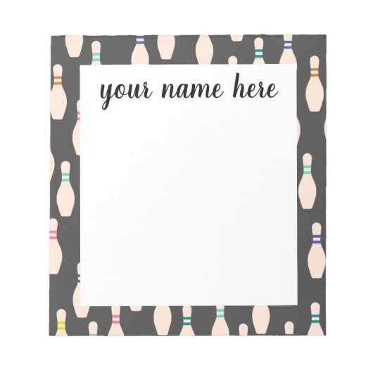 Personalisierte Bowling-Buttone Notepad Notizblock (Vorderseite)