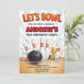 Personalisierte Bowling-Geburtstagsfeier Einladung (Stehend Vorderseite)