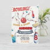 Personalisierte Bowling-Geburtstagsfeier für Kinde Einladung (Stehend Vorderseite)